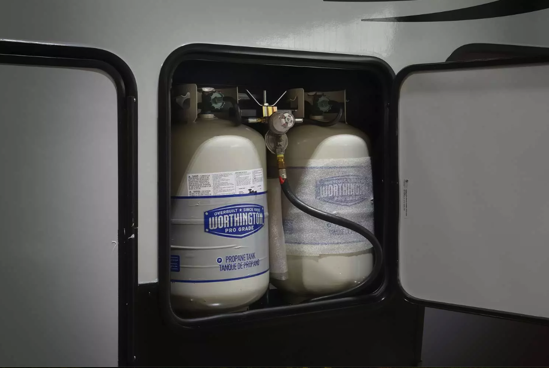 Propane tank in a Forest River RV