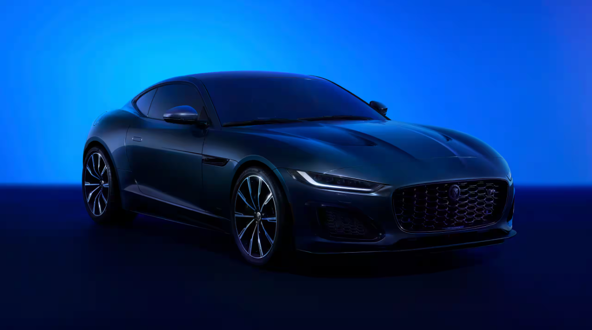 Front and side view of the 2024 Jaguar F-TYPE R75 Coupe
