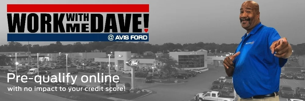 Work With Me Dave banner for Avis Ford, featuring 
