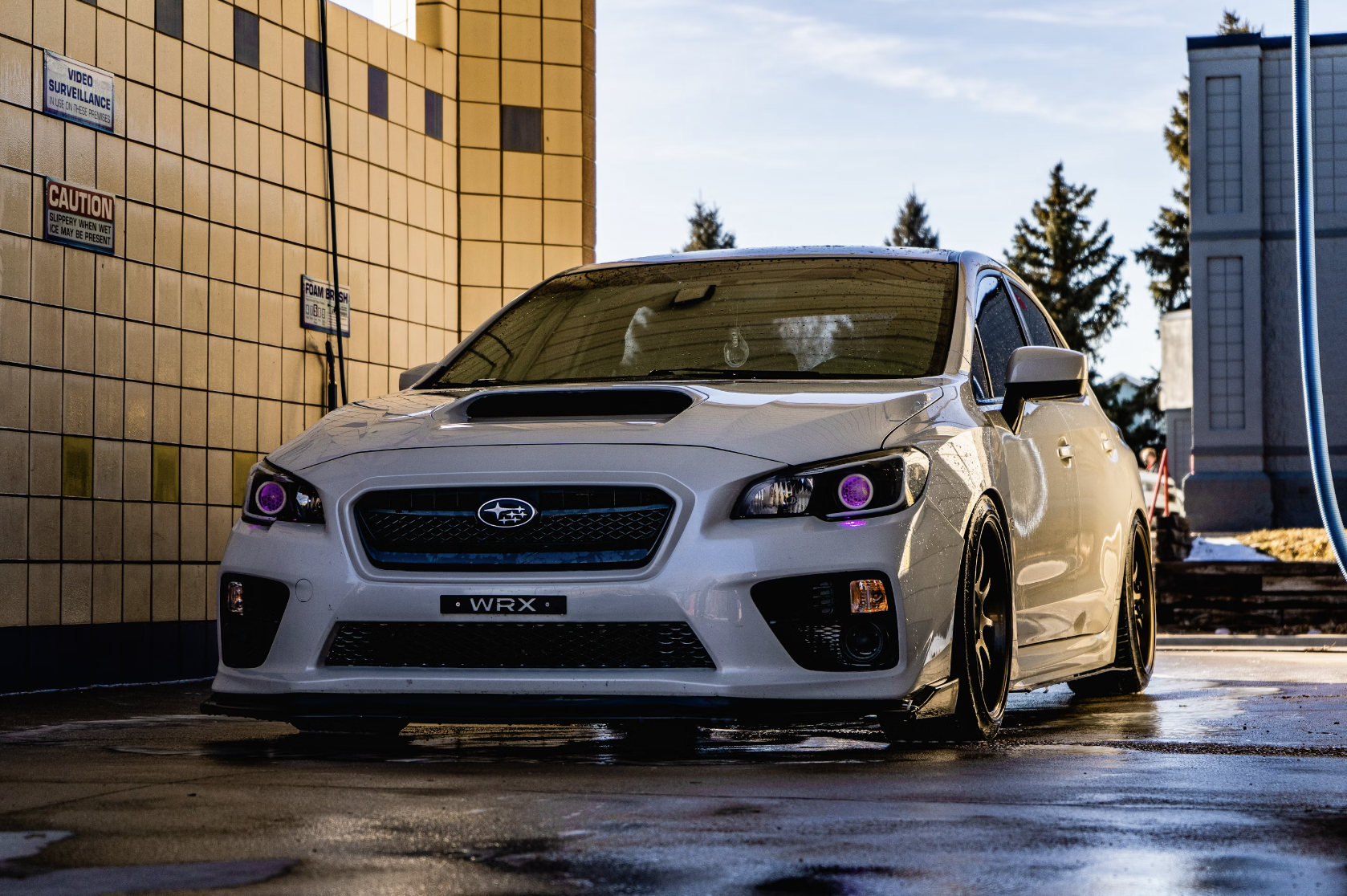 Subaru WRX in a self-service car wash