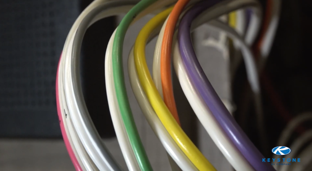 Different colored electrical wires in a Keystone RV